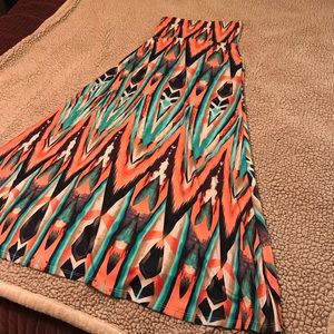 Coral, Cream, & Turquoise maxi skirt